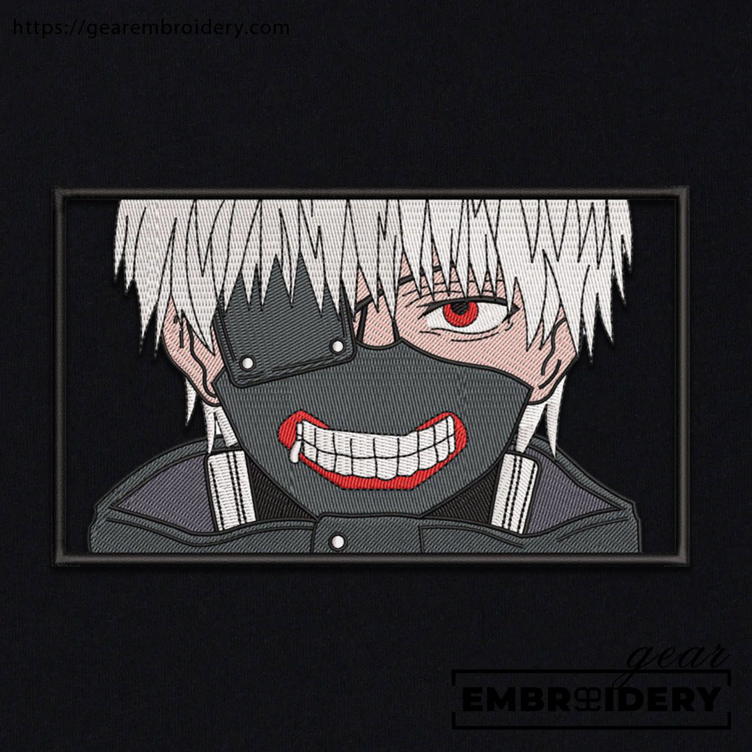 Kaneki face Tokyo Ghoul Anime Embroidered Design Personalized Embroidered T Shirt Sweatshirt Hoodie Clothing TG005