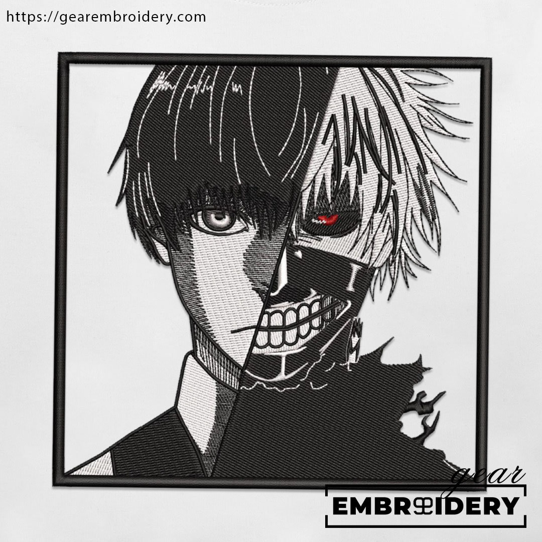 Kaneki human x ghoul Tokyo Ghoul Anime Embroidered Design Personalized Embroidered T Shirt Sweatshirt Hoodie Clothing TG007