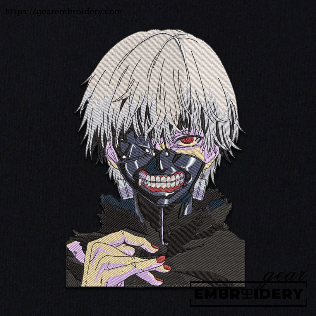 Kaneki mask Tokyo Ghoul Anime Embroidered Design Personalized Embroidered T Shirt Sweatshirt Hoodie Clothing TG008