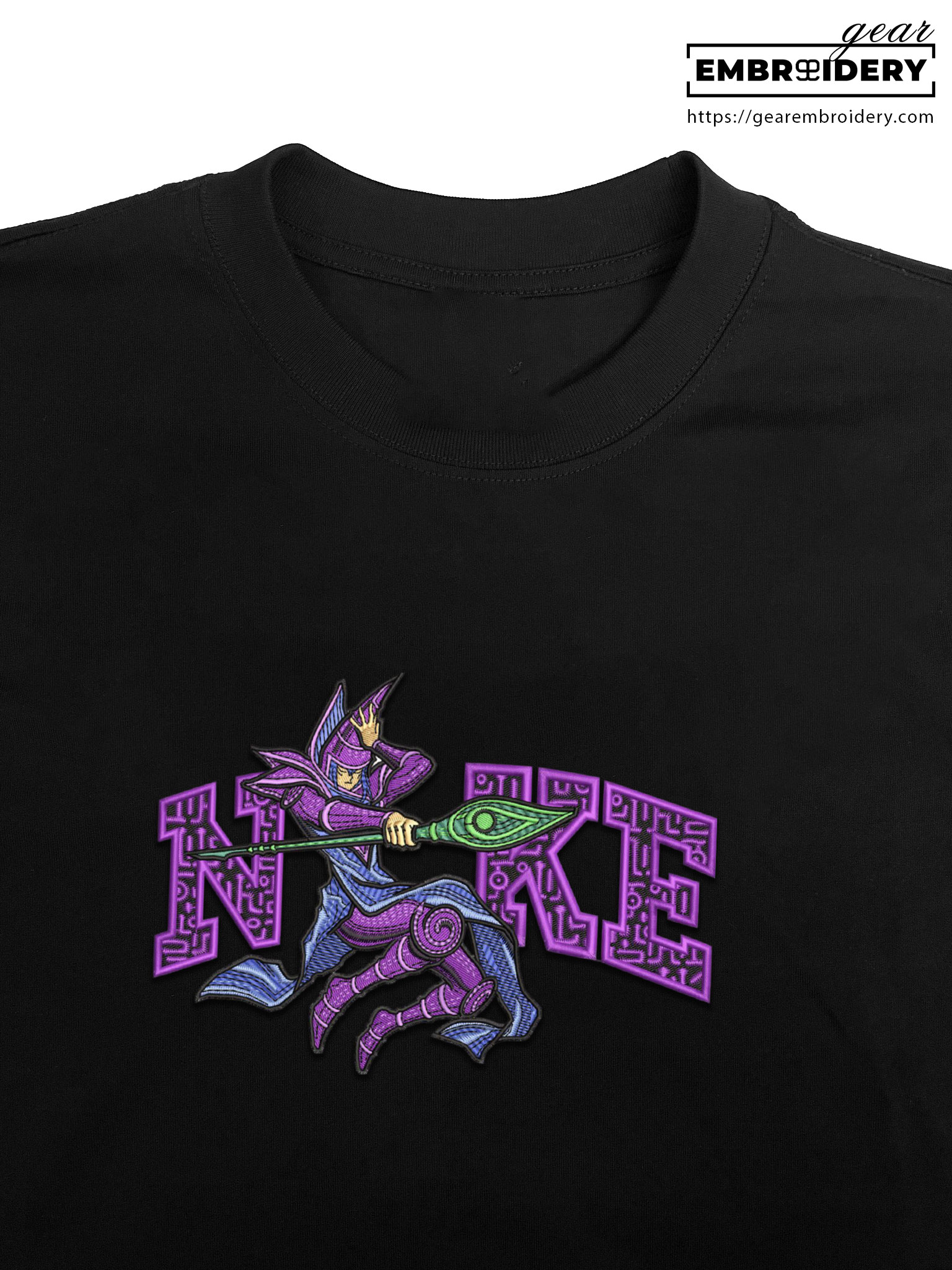 Dark magician nike nike Yu Gi Oh Anime Embroidered Design Personalized Embroidered T Shirt Sweatshirt Hoodie Clothing YG004