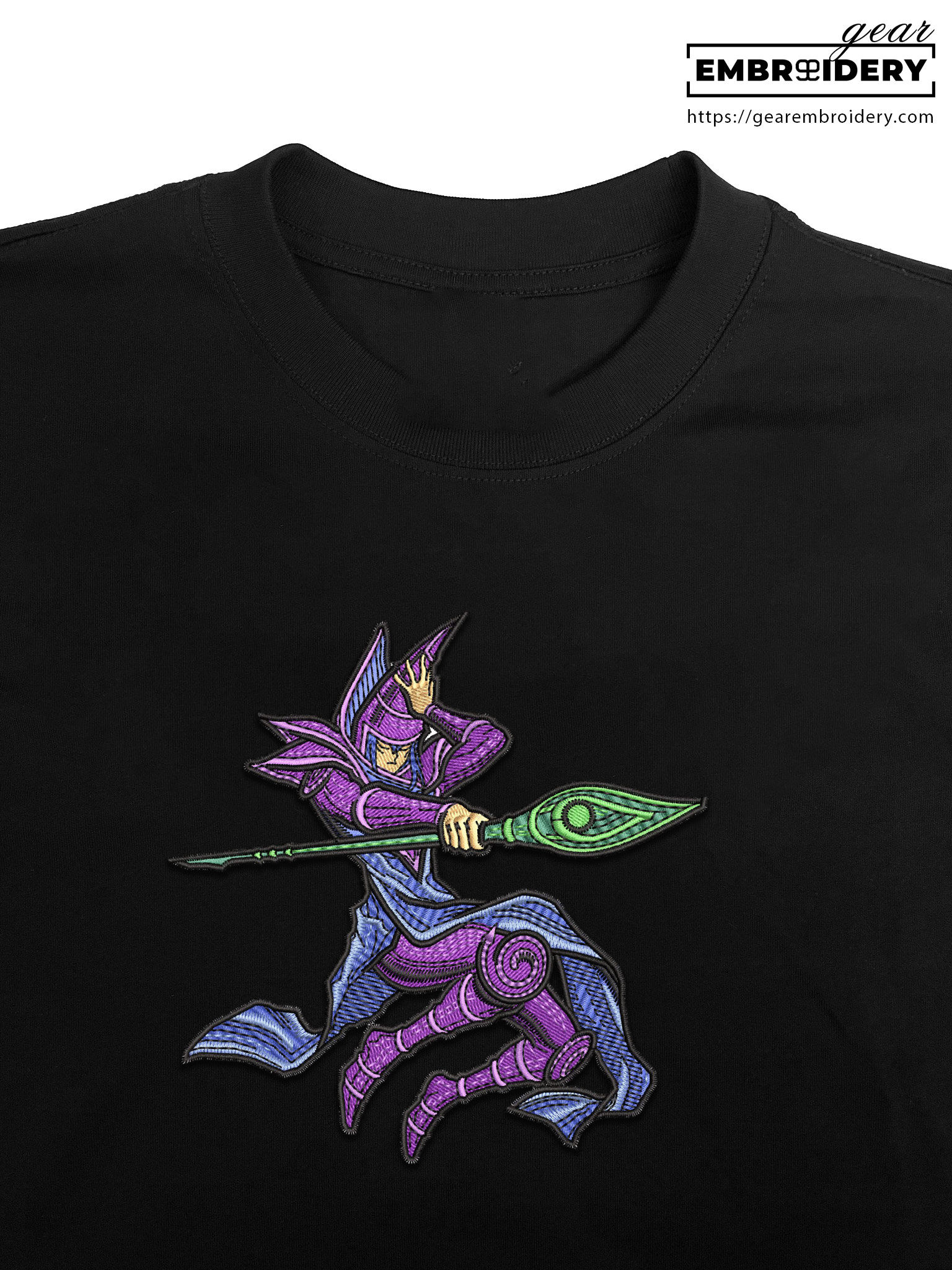 Dark magician Yu Gi Oh Anime Embroidered Design Personalized Embroidered T Shirt Sweatshirt Hoodie Clothing YG003