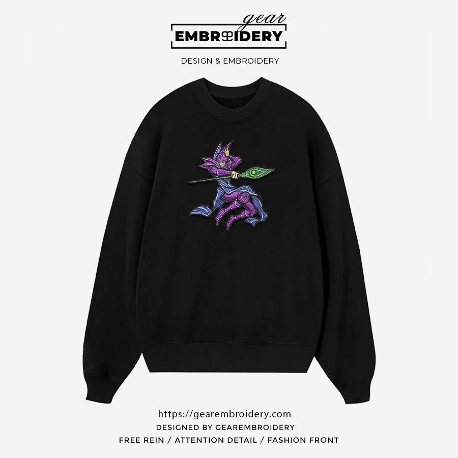 Dark magician Yu Gi Oh Anime Embroidered Design Personalized Embroidered T Shirt Sweatshirt Hoodie Clothing YG003