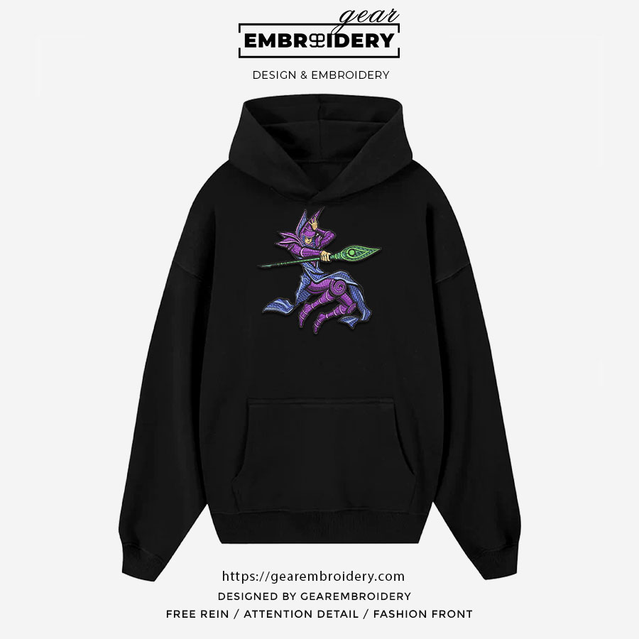 Dark magician Yu Gi Oh Anime Embroidered Design Personalized Embroidered T Shirt Sweatshirt Hoodie Clothing YG003