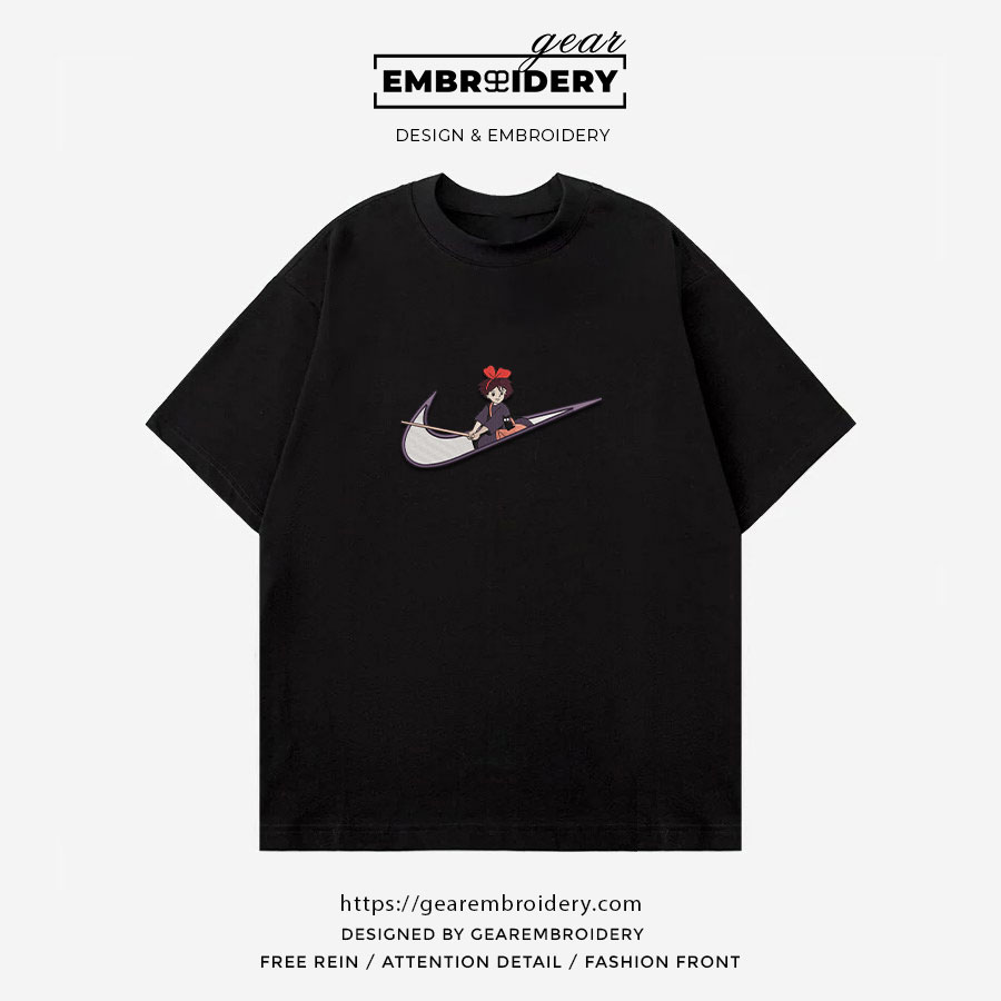 Kiki swoosh kiki s delivery service nike anime Embroidered Design Personalized Embroidered T Shirt Sweatshirt Hoodie Clothing AM005