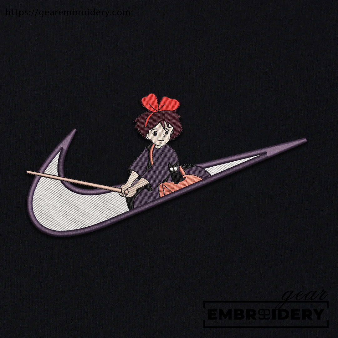 Kiki swoosh kiki s delivery service nike anime Embroidered Design Personalized Embroidered T Shirt Sweatshirt Hoodie Clothing AM005