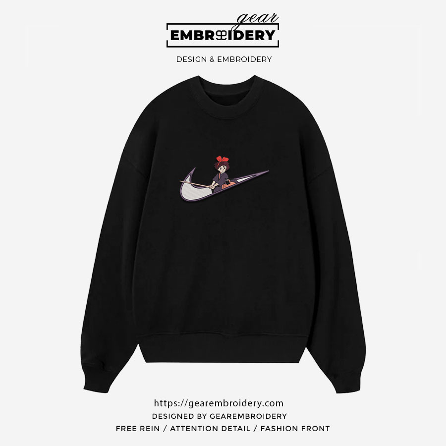 Kiki swoosh kiki s delivery service nike anime Embroidered Design Personalized Embroidered T Shirt Sweatshirt Hoodie Clothing AM005