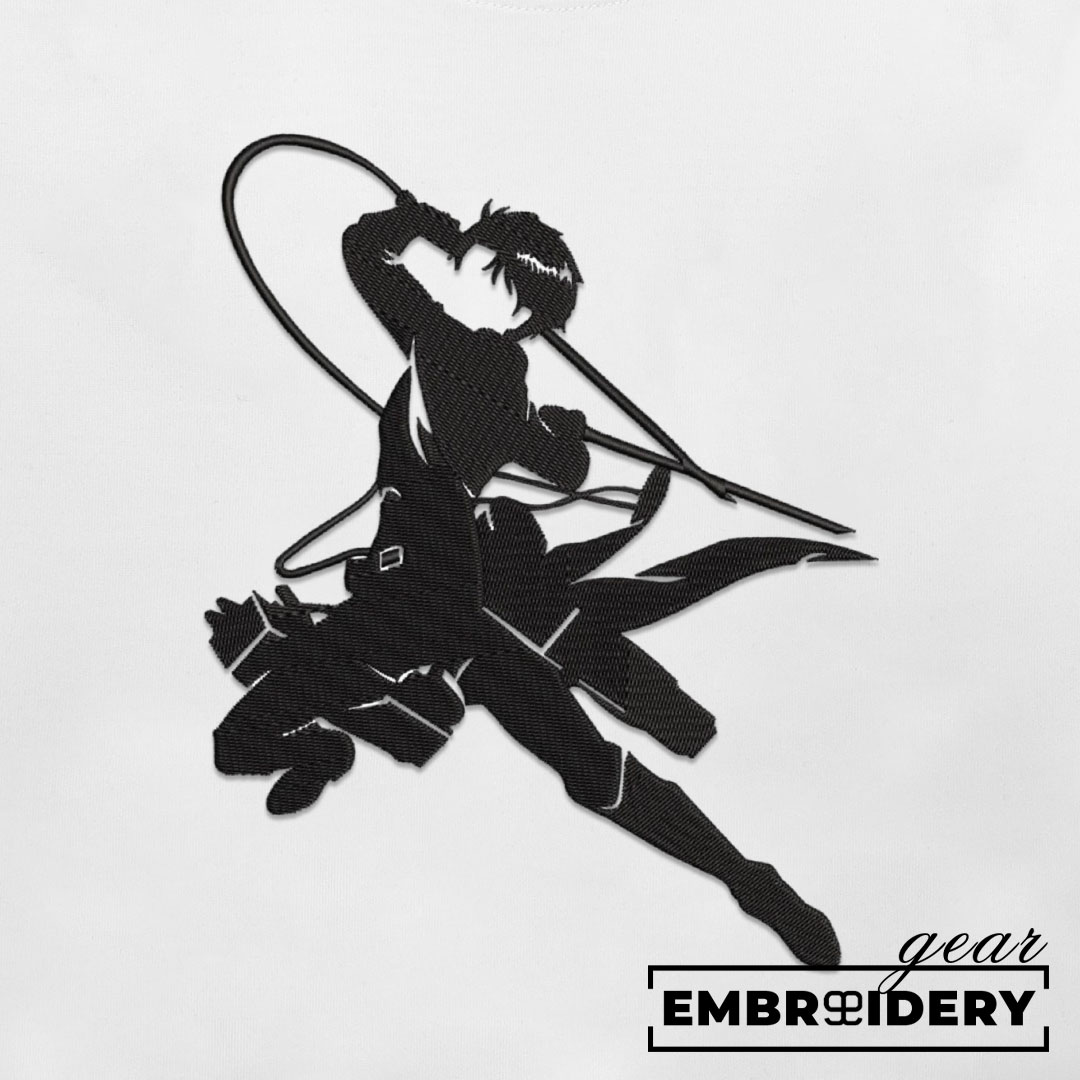 Levi attack silhoutte Attack On Titan Anime Embroidered Design Personalized Embroidered T Shirt Sweatshirt Hoodie Clothing ATT042