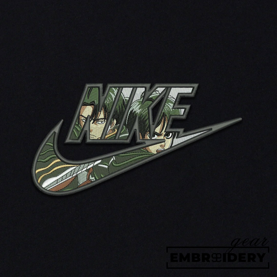 Levi eren nike swoosh Attack On Titan Anime Embroidered Design Personalized Embroidered T Shirt Sweatshirt Hoodie Clothing ATT045