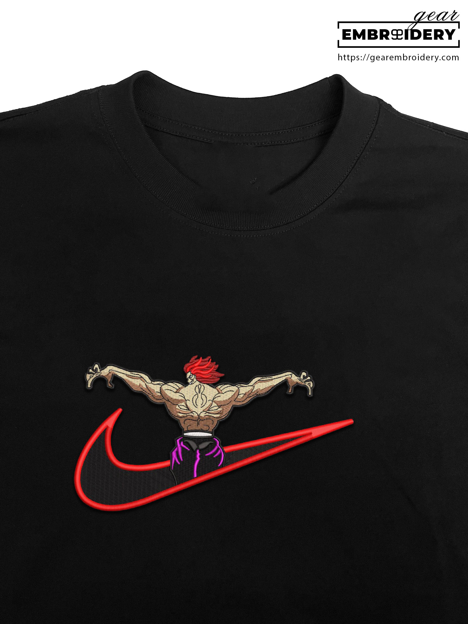 Yujiro back swoosh nike Baki Anime Embroidered Design Personalized Embroidered T Shirt Sweatshirt Hoodie Clothing BK017