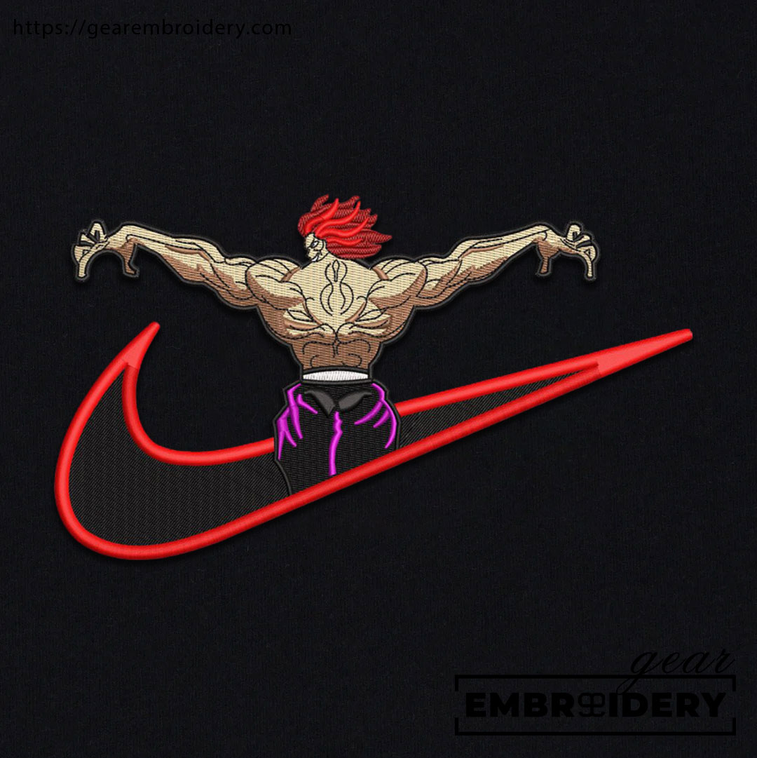 Yujiro back swoosh nike Baki Anime Embroidered Design Personalized Embroidered T Shirt Sweatshirt Hoodie Clothing BK017