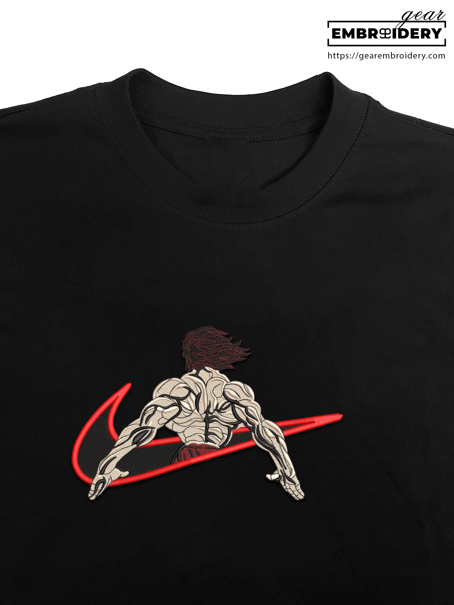 Yujiro back swoosh nike Baki Anime Embroidered Design Personalized Embroidered T Shirt Sweatshirt Hoodie Clothing BK018