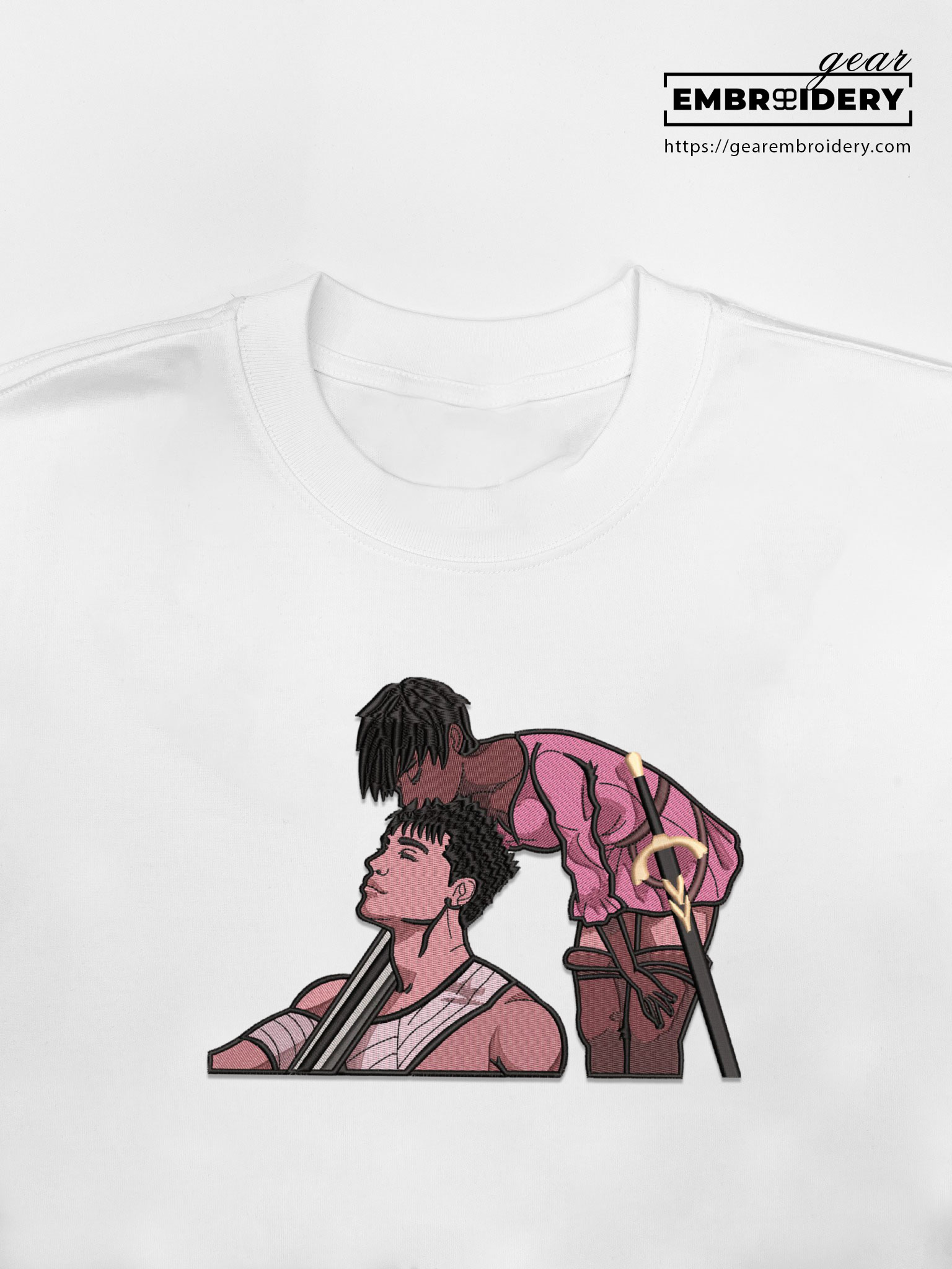 Guts and Casca Berserki Anime Embroidered Design Personalized Embroidered T Shirt Sweatshirt Hoodie Clothing B011