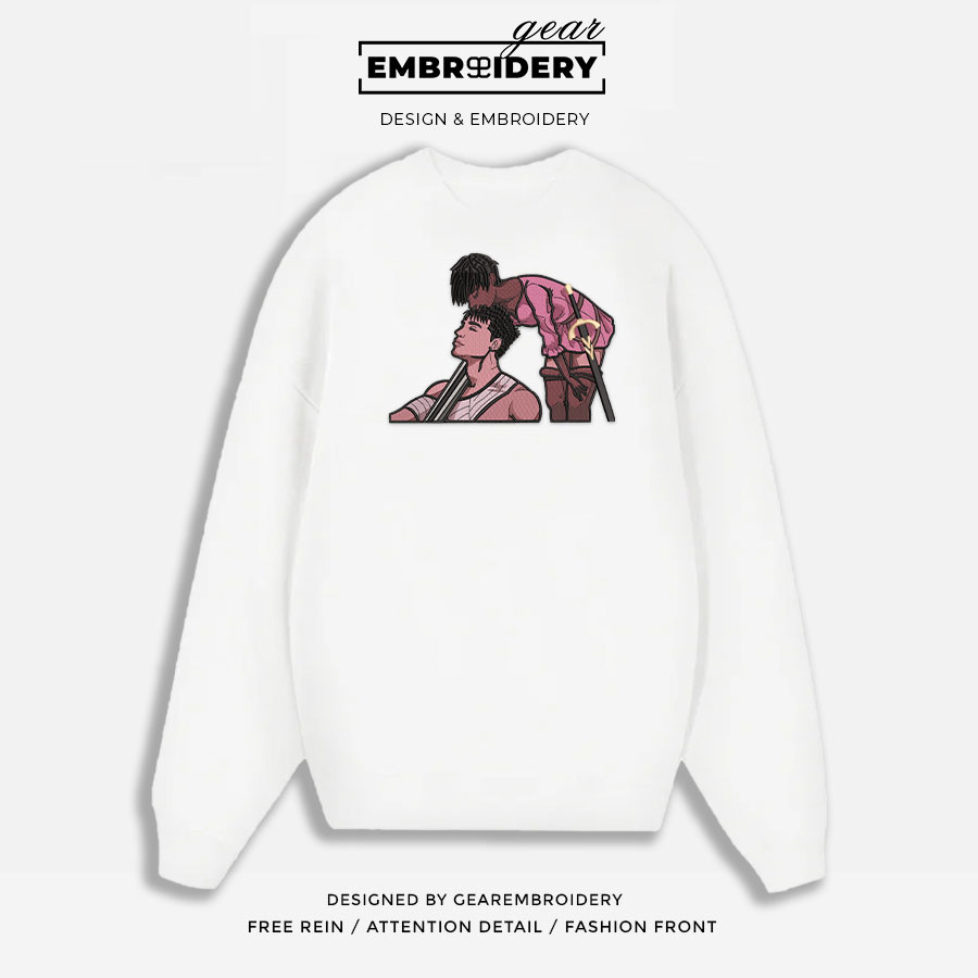 Guts and Casca Berserki Anime Embroidered Design Personalized Embroidered T Shirt Sweatshirt Hoodie Clothing B011