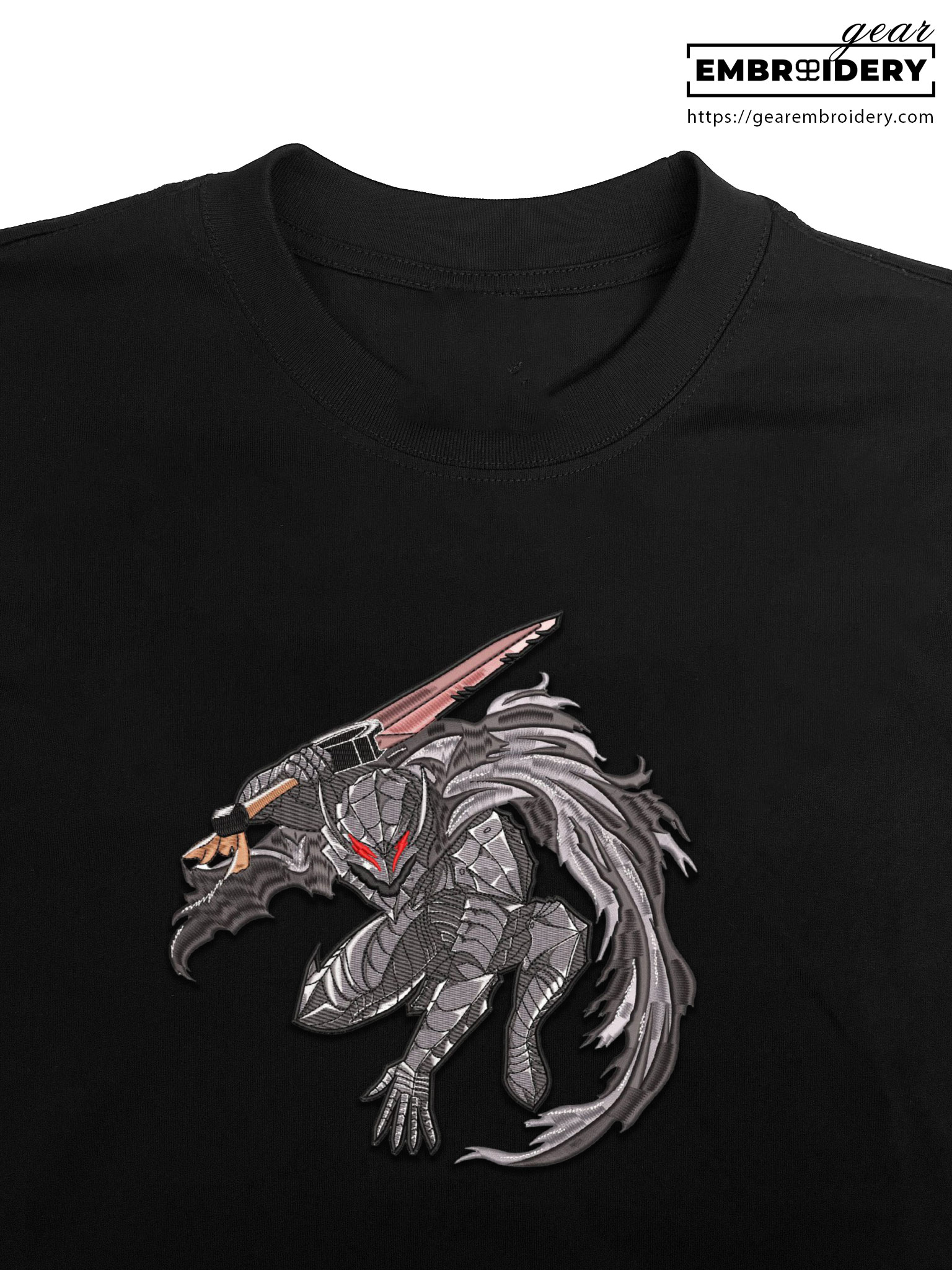 Guts armour Berserki Anime Embroidered Design Personalized Embroidered T Shirt Sweatshirt Hoodie Clothing B012