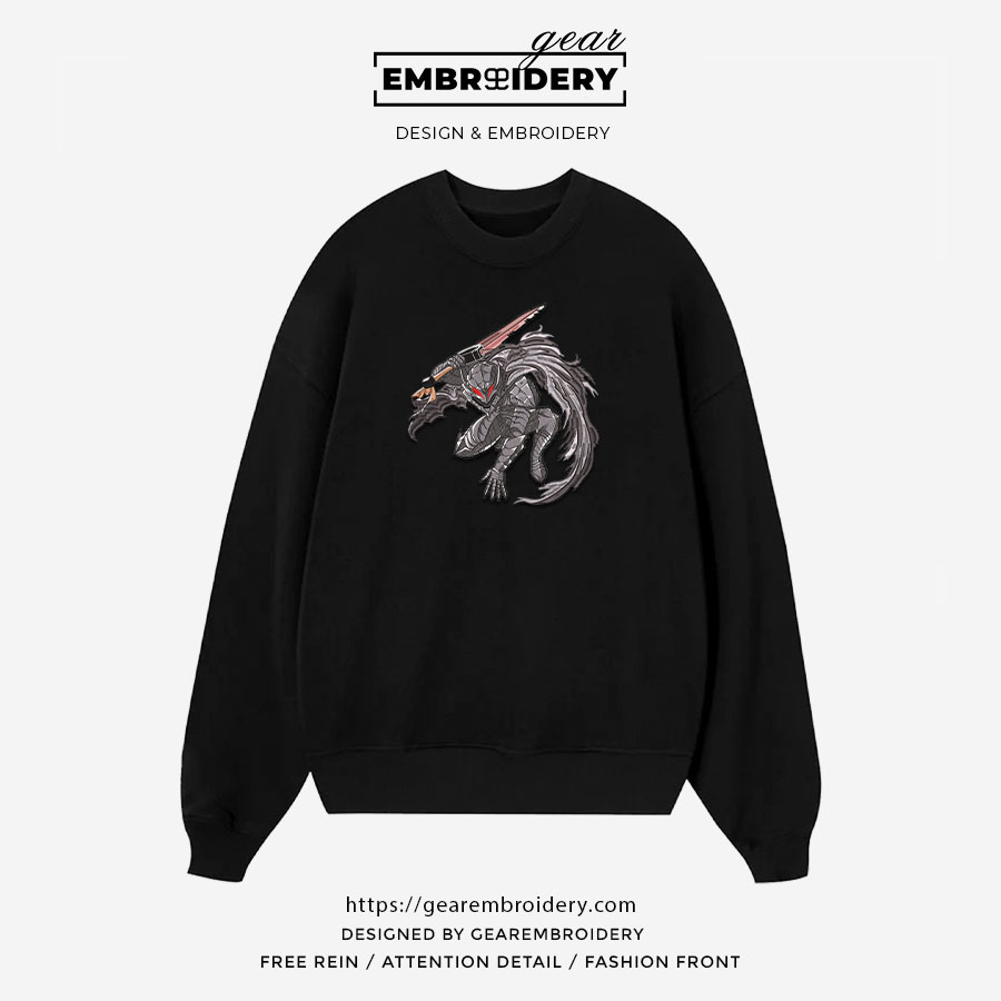 Guts armour Berserki Anime Embroidered Design Personalized Embroidered T Shirt Sweatshirt Hoodie Clothing B012