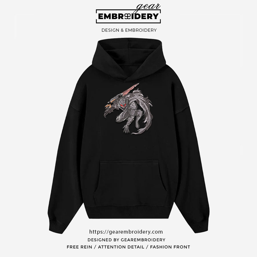 Guts armour Berserki Anime Embroidered Design Personalized Embroidered T Shirt Sweatshirt Hoodie Clothing B012
