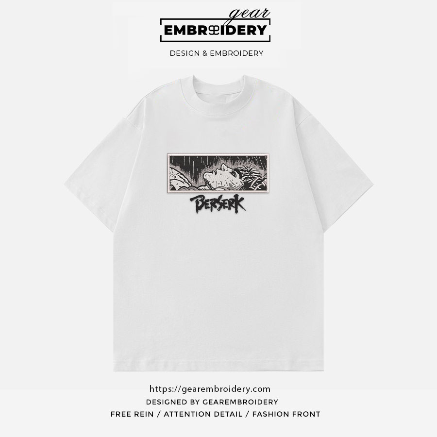 Guts berserk Berserki Anime Embroidered Design Personalized Embroidered T Shirt Sweatshirt Hoodie Clothing B014