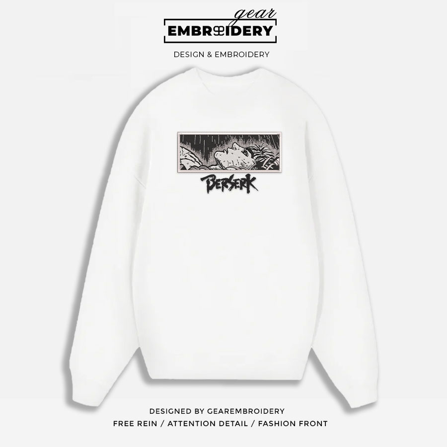 Guts berserk Berserki Anime Embroidered Design Personalized Embroidered T Shirt Sweatshirt Hoodie Clothing B014