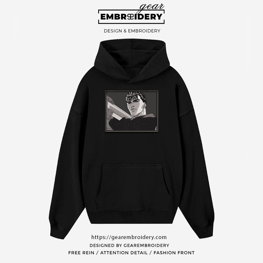 Guts Berserki Anime Embroidered Design Personalized Embroidered T Shirt Sweatshirt Hoodie Clothing B016