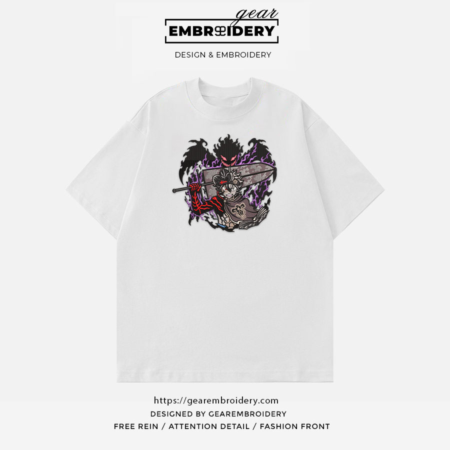 Demon asta Black Clover Anime Embroidered Design Personalized Embroidered T Shirt Sweatshirt Hoodie Clothing BC010