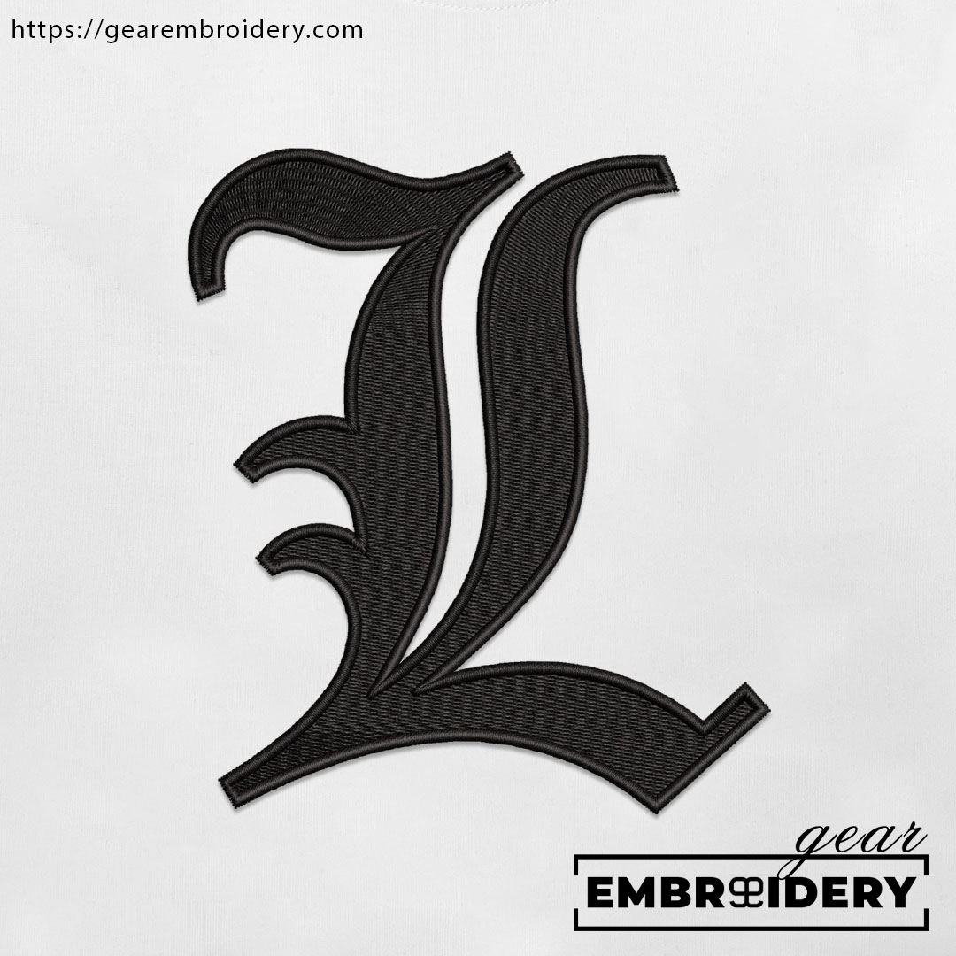 L logo Death Note Anime Embroidered Design Personalized Embroidered T Shirt Sweatshirt Hoodie Clothing DN003