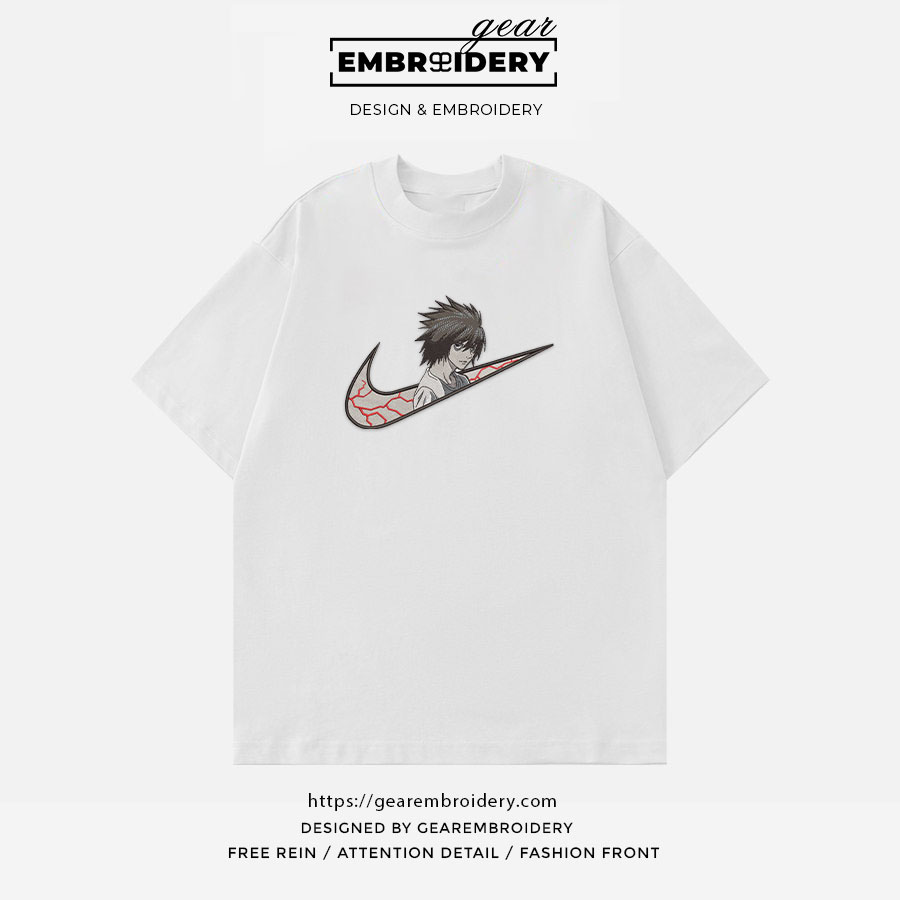 L swoosh nike Death Note Anime Embroidered Design Personalized Embroidered T Shirt Sweatshirt Hoodie Clothing DN004