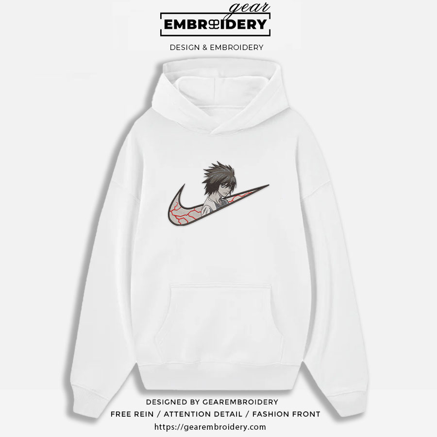 L swoosh nike Death Note Anime Embroidered Design Personalized Embroidered T Shirt Sweatshirt Hoodie Clothing DN004