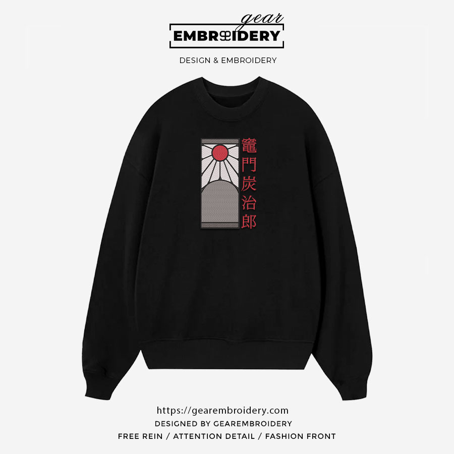Hanafuda earings Demon Slayer Anime Embroidered Design Personalized Embroidered T Shirt Sweatshirt Hoodie Clothing DS0034