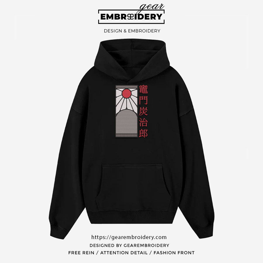 Hanafuda earings Demon Slayer Anime Embroidered Design Personalized Embroidered T Shirt Sweatshirt Hoodie Clothing DS0034