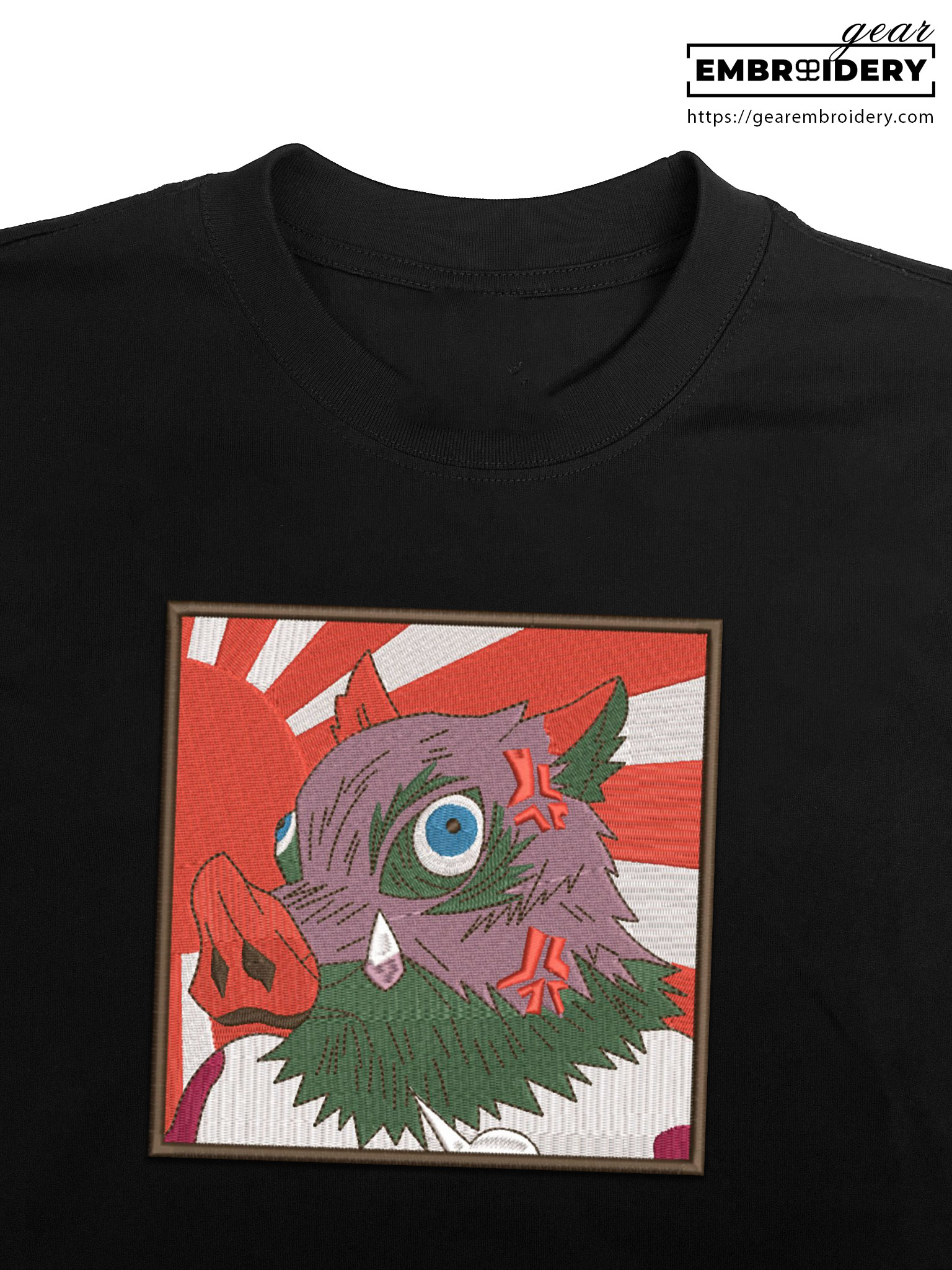 Inosuke angry Demon Slayer Anime Embroidered Design Personalized Embroidered T Shirt Sweatshirt Hoodie Clothing DS0036