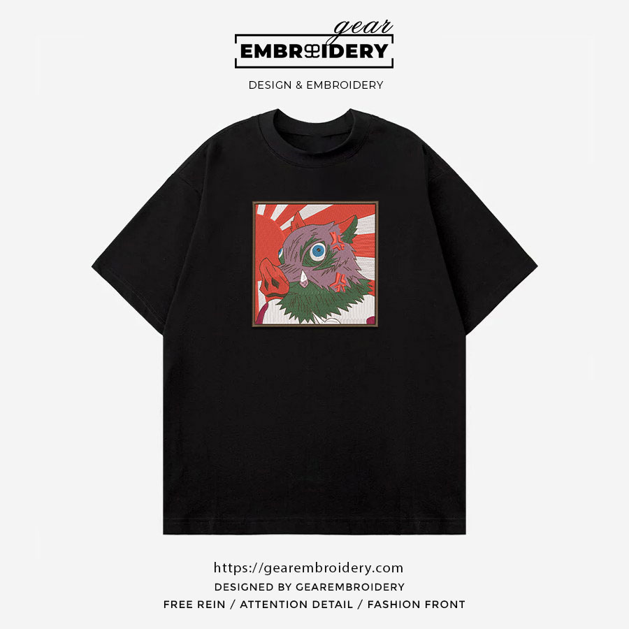 Inosuke angry Demon Slayer Anime Embroidered Design Personalized Embroidered T Shirt Sweatshirt Hoodie Clothing DS0036