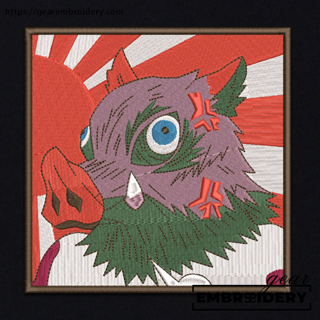 Inosuke angry Demon Slayer Anime Embroidered Design Personalized Embroidered T Shirt Sweatshirt Hoodie Clothing DS0036