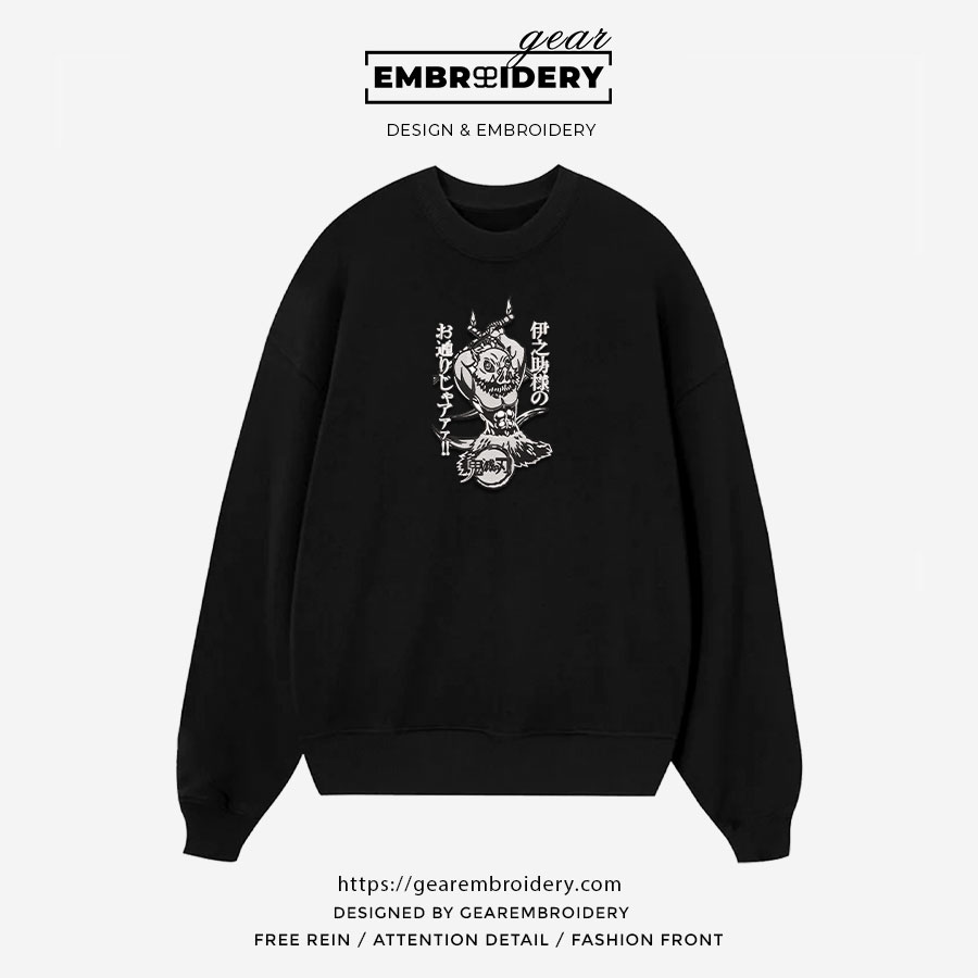 Inosuke Demon Slayer Anime Embroidered Design Personalized Embroidered T Shirt Sweatshirt Hoodie Clothing DS0039