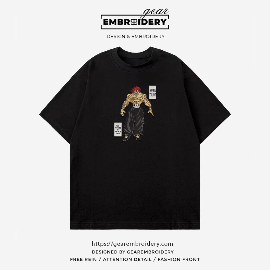 Yujiro hanma Baki Anime Embroidered Design Personalized Embroidered T Shirt Sweatshirt Hoodie Clothing BK021