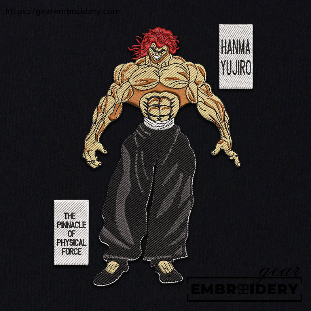 Yujiro hanma Baki Anime Embroidered Design Personalized Embroidered T Shirt Sweatshirt Hoodie Clothing BK021