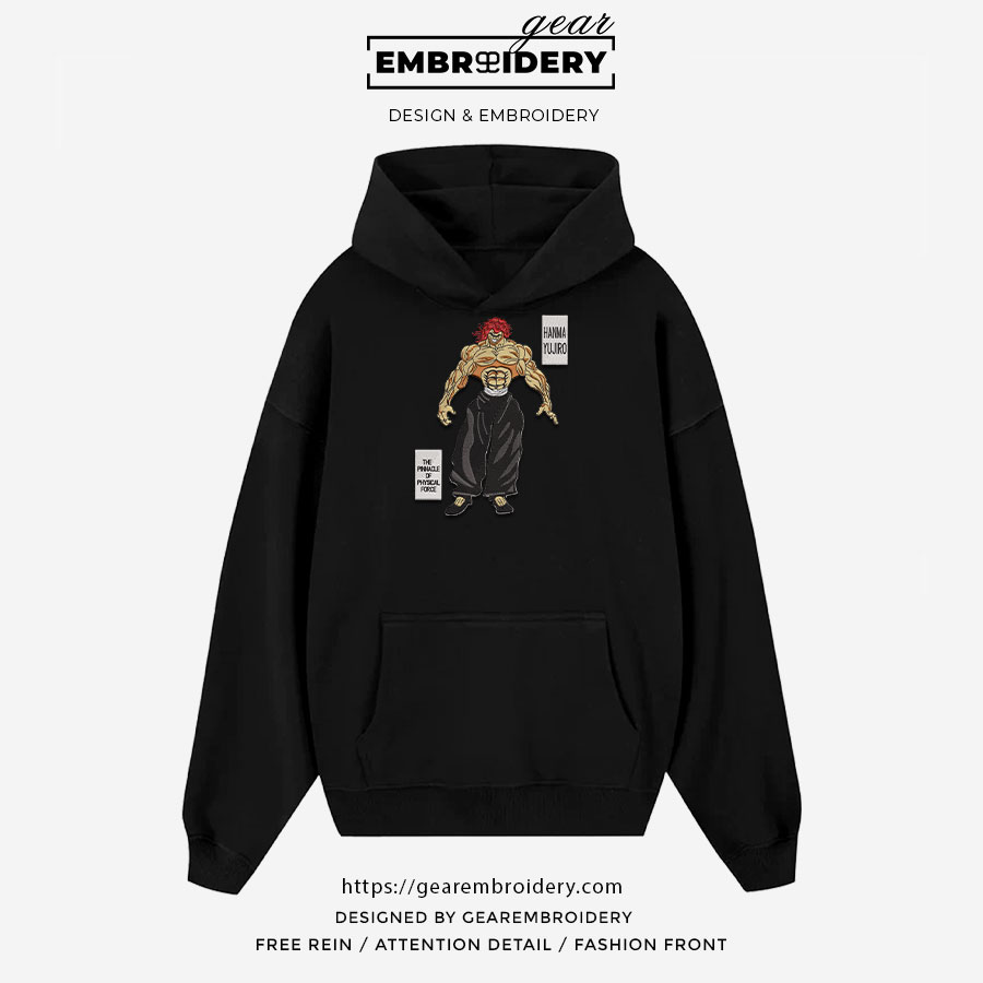 Yujiro hanma Baki Anime Embroidered Design Personalized Embroidered T Shirt Sweatshirt Hoodie Clothing BK021