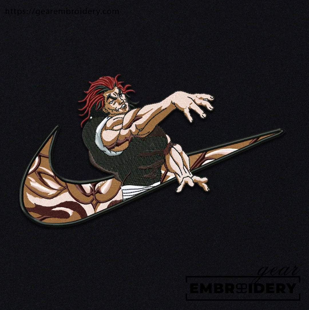 Yujiro swoosh nike Baki Anime Embroidered Design Personalized Embroidered T Shirt Sweatshirt Hoodie Clothing BK022