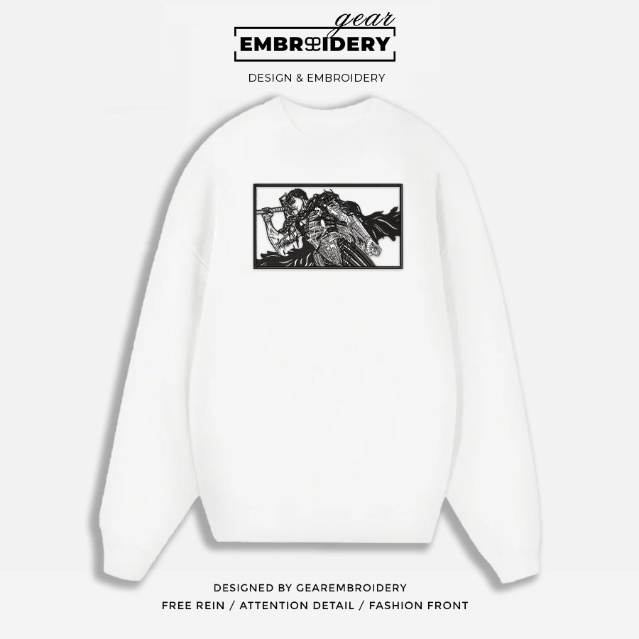 Guts Berserki Anime Embroidered Design Personalized Embroidered T Shirt Sweatshirt Hoodie Clothing B018