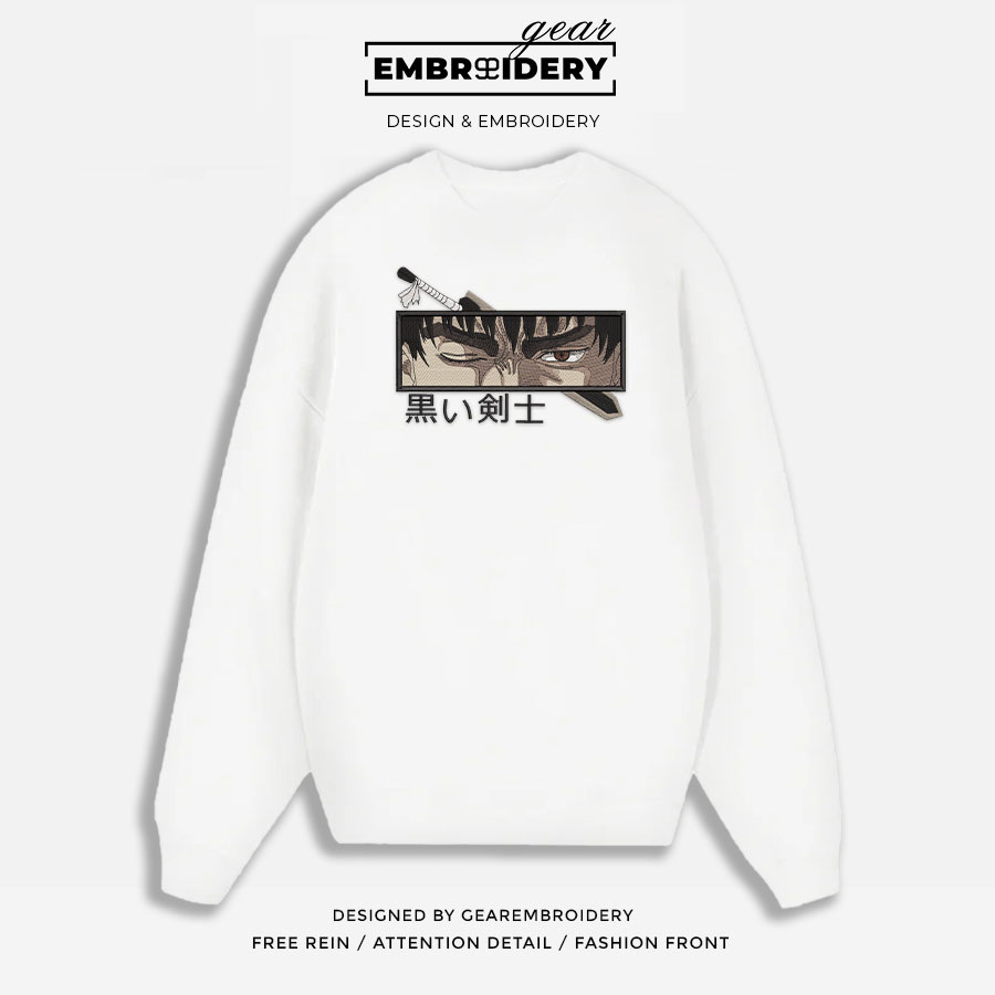 Guts eyes Berserki Anime Embroidered Design Personalized Embroidered T Shirt Sweatshirt Hoodie Clothing B020