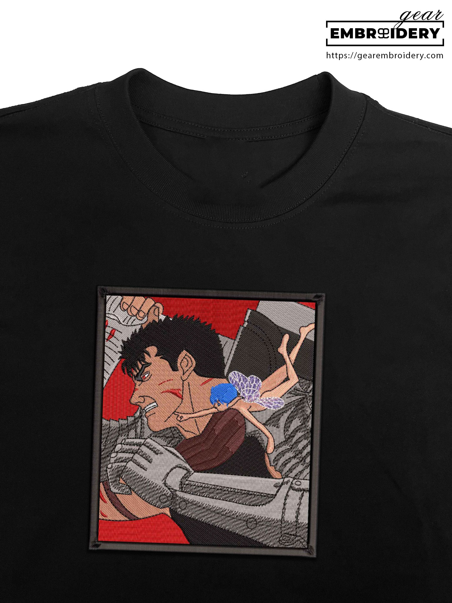 Guts fight Berserki Anime Embroidered Design Personalized Embroidered T Shirt Sweatshirt Hoodie Clothing B023