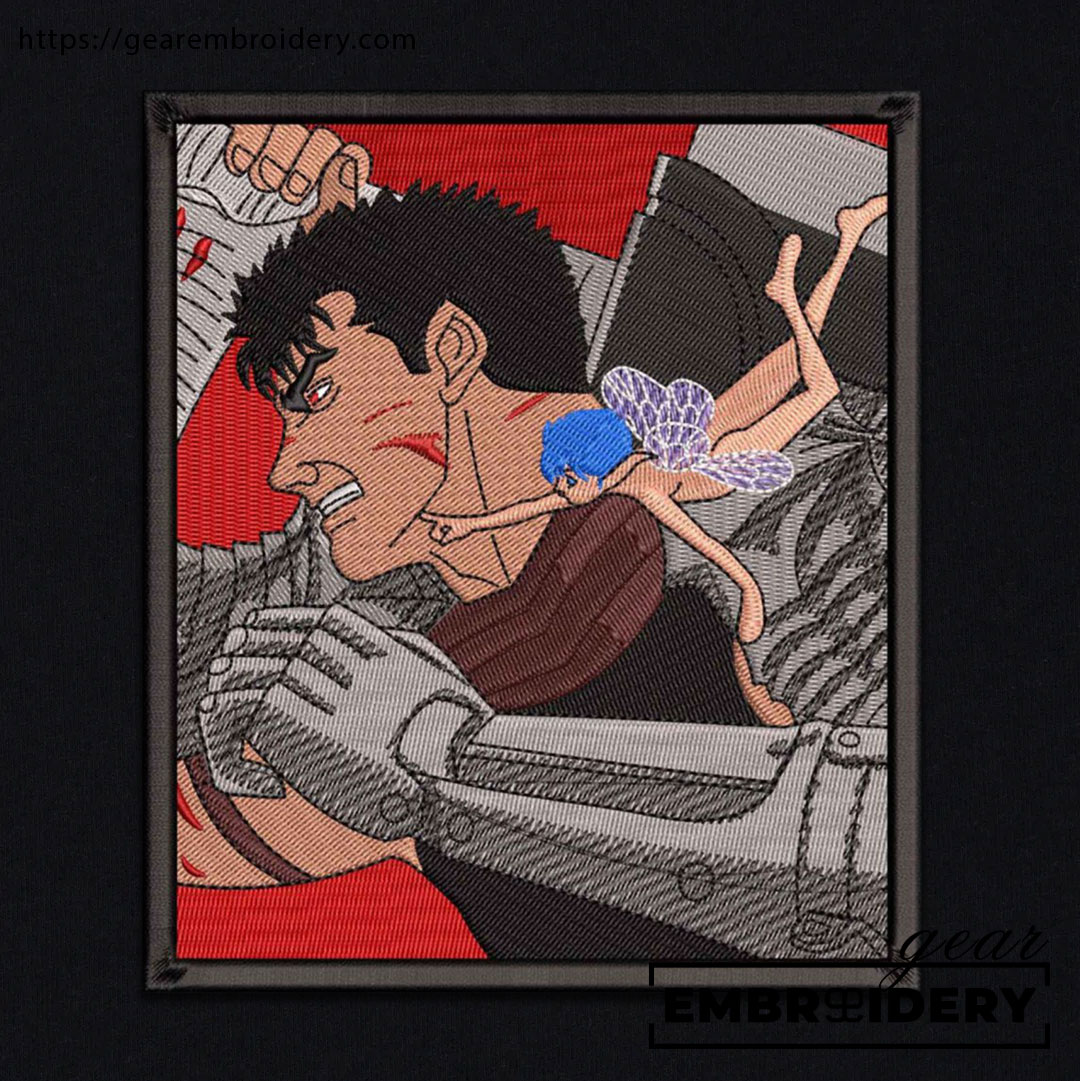 Guts fight Berserki Anime Embroidered Design Personalized Embroidered T Shirt Sweatshirt Hoodie Clothing B023