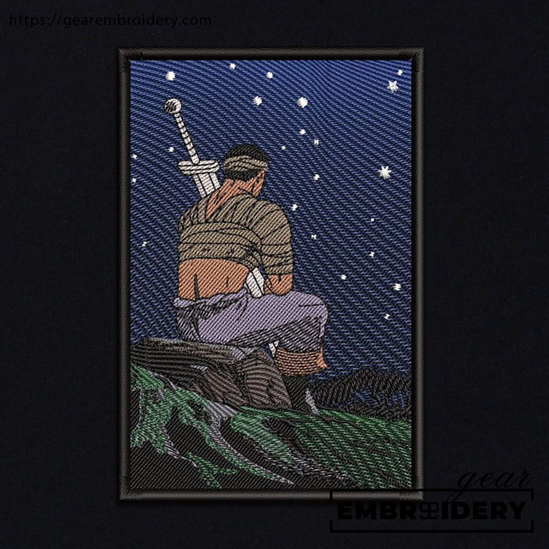 Guts night landscape Berserki Anime Embroidered Design Personalized Embroidered T Shirt Sweatshirt Hoodie Clothing B024