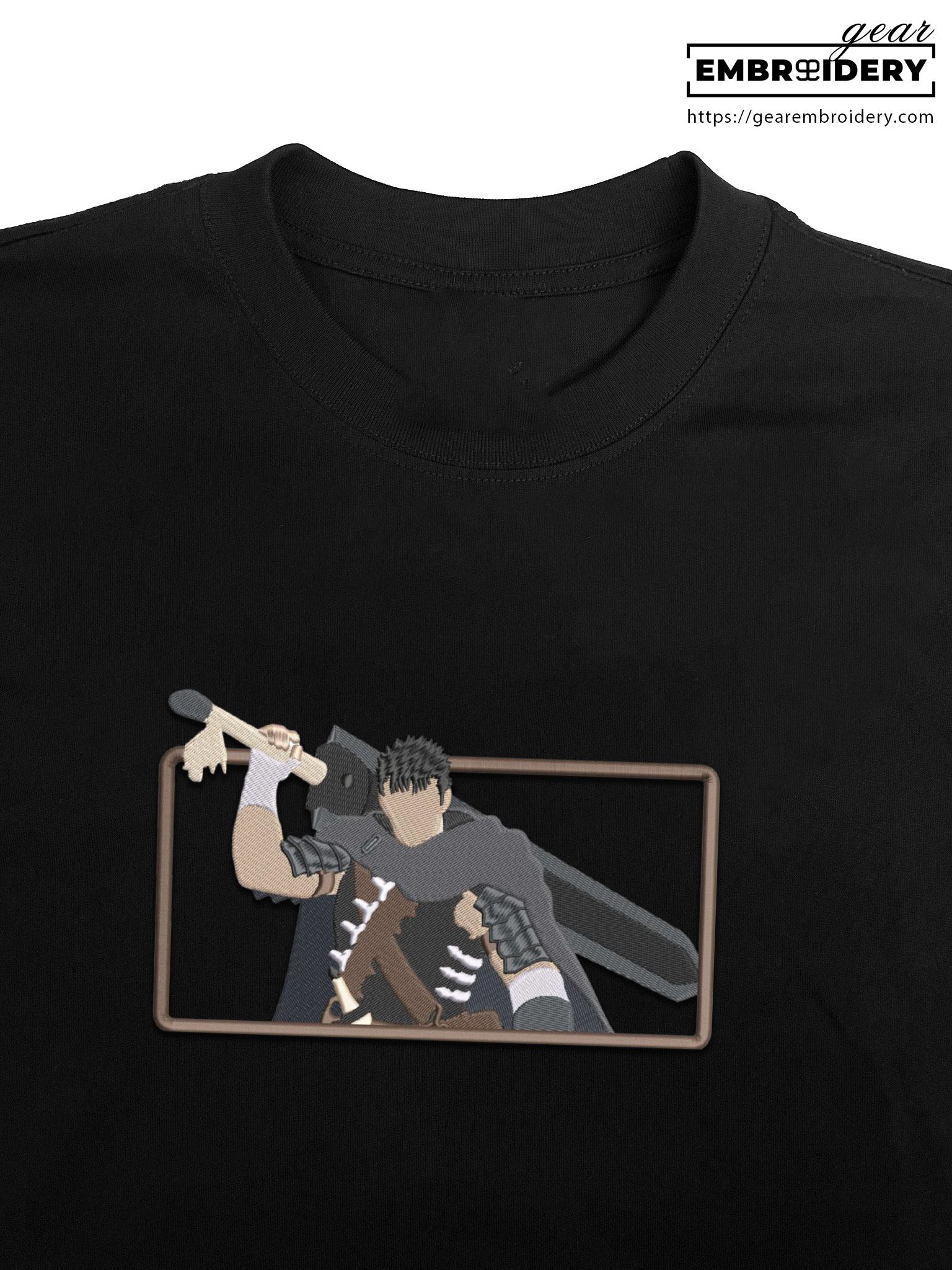 Guts silhouette Berserki Anime Embroidered Design Personalized Embroidered T Shirt Sweatshirt Hoodie Clothing B026