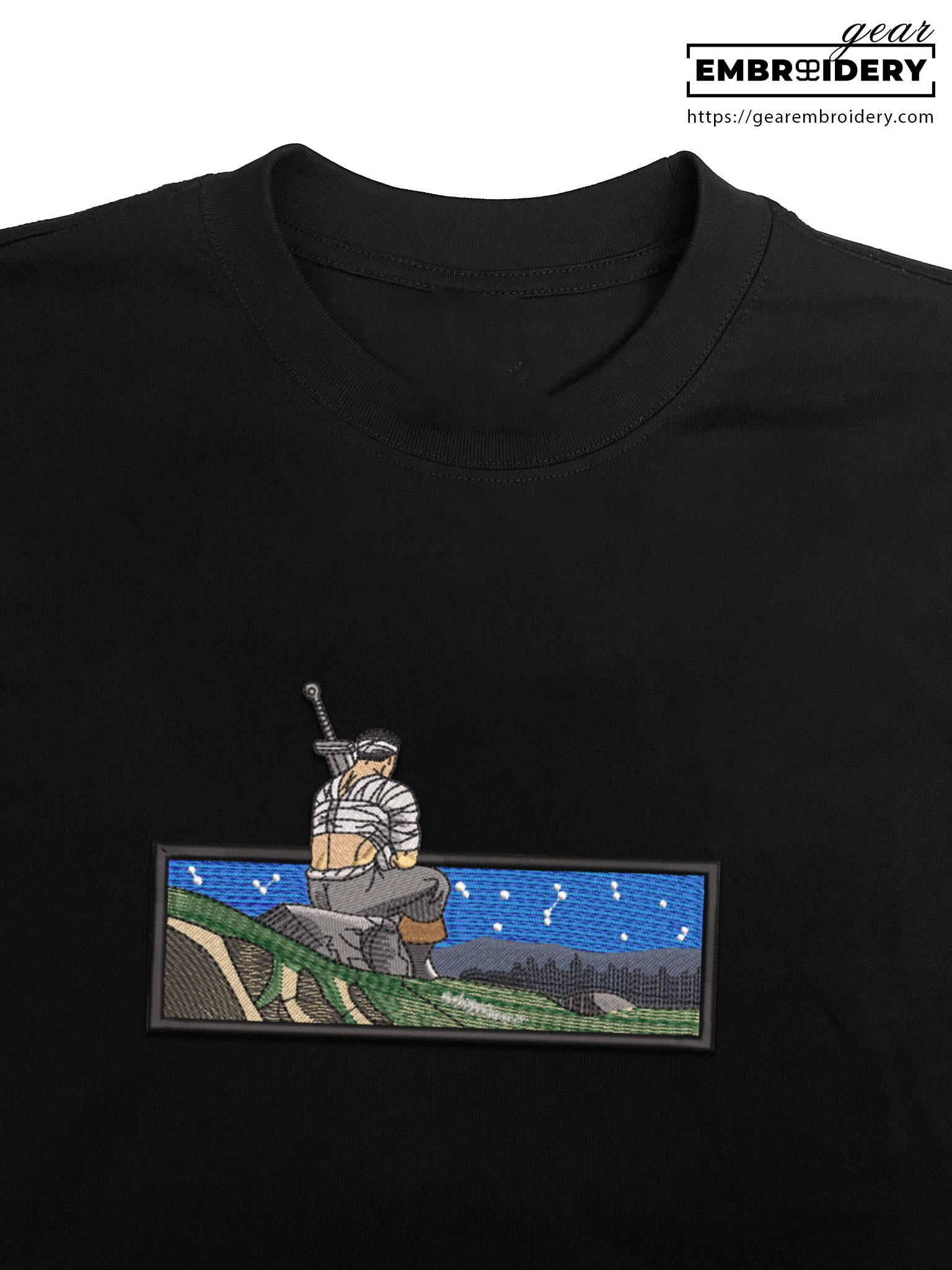 Guts sitting Berserki Anime Embroidered Design Personalized Embroidered T Shirt Sweatshirt Hoodie Clothing B027