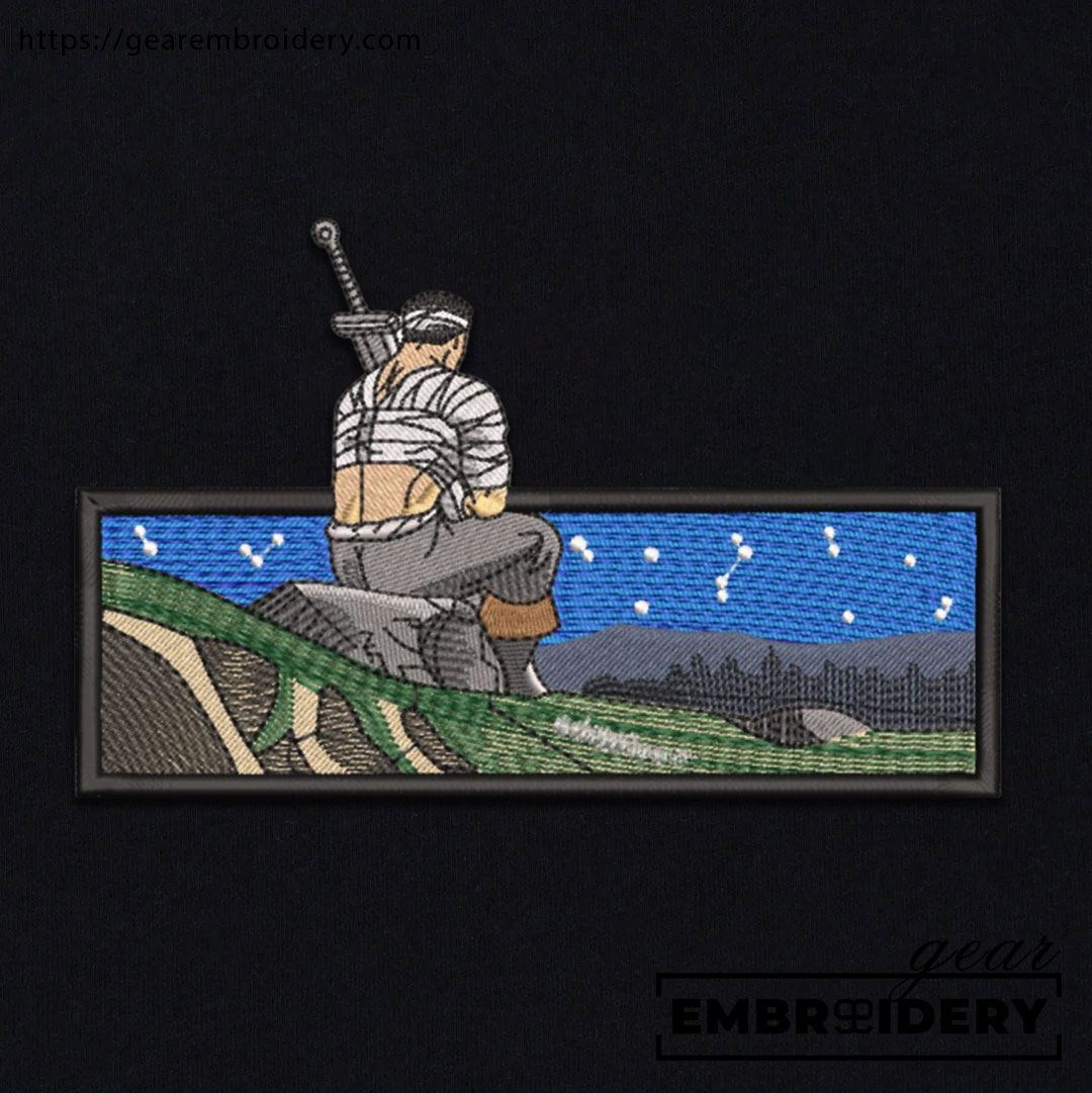 Guts sitting Berserki Anime Embroidered Design Personalized Embroidered T Shirt Sweatshirt Hoodie Clothing B027