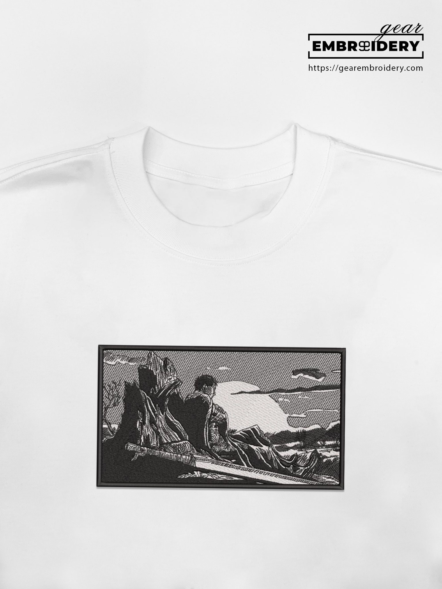 Guts sitting Berserki Anime Embroidered Design Personalized Embroidered T Shirt Sweatshirt Hoodie Clothing B028