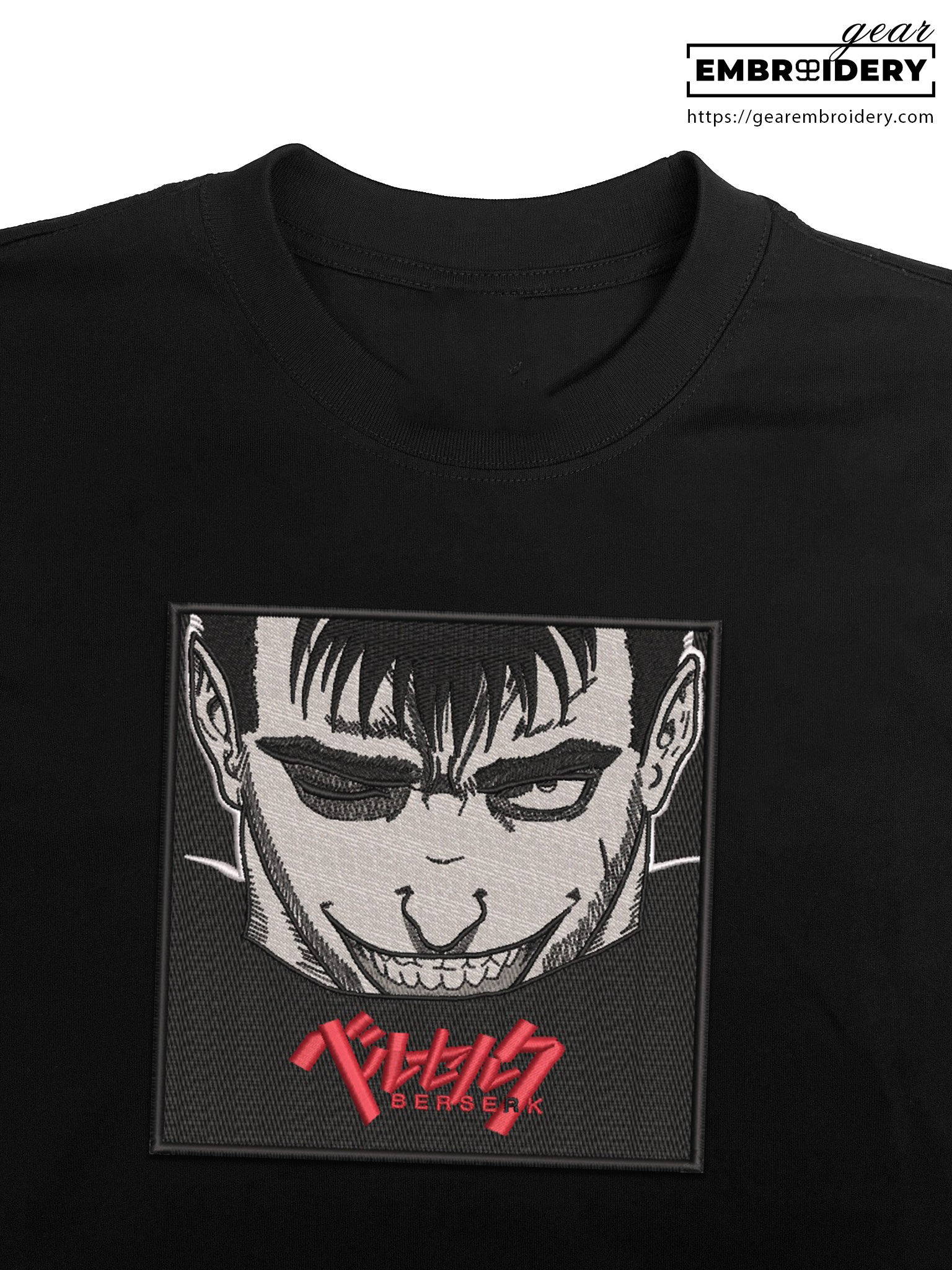 Guts smile Berserki Anime Embroidered Design Personalized Embroidered T Shirt Sweatshirt Hoodie Clothing B030