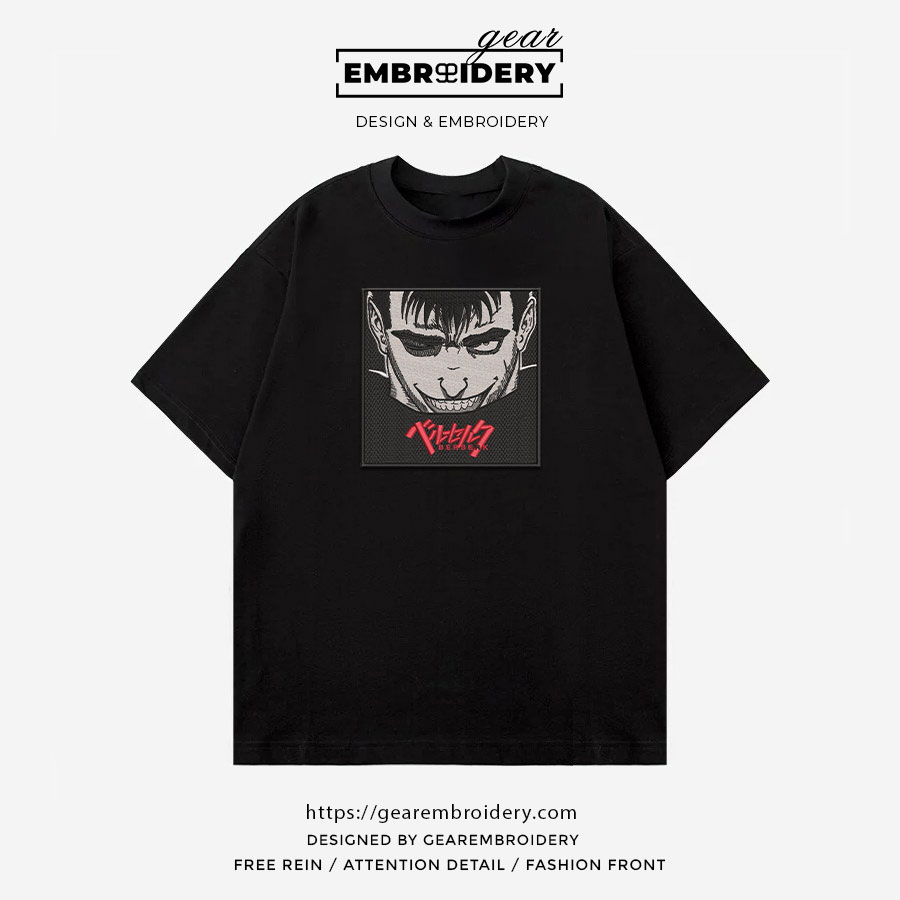 Guts smile Berserki Anime Embroidered Design Personalized Embroidered T Shirt Sweatshirt Hoodie Clothing B030