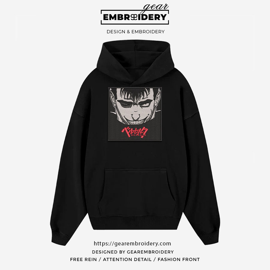 Guts smile Berserki Anime Embroidered Design Personalized Embroidered T Shirt Sweatshirt Hoodie Clothing B030