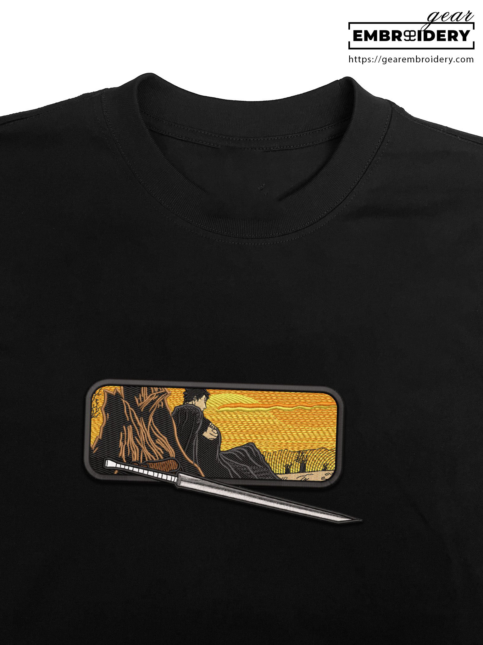 Guts sunset Berserki Anime Embroidered Design Personalized Embroidered T Shirt Sweatshirt Hoodie Clothing B031